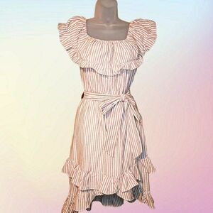 Essue Red/White Striped Ruffle Dress sz SSize Small